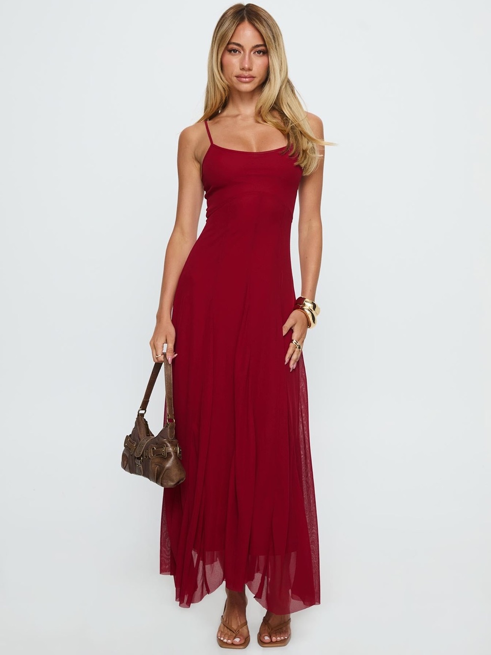 Princess Polly Janeira Pleat Maxi Dress Red